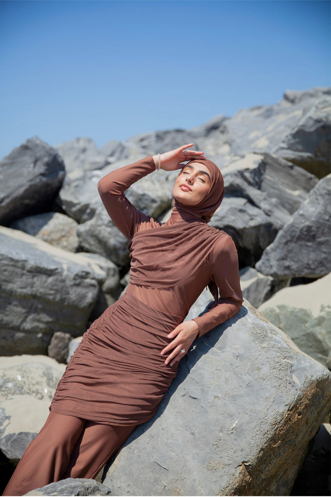 The Veil Bodysuit - Deep Taupe – THE MODEST CONCEPT