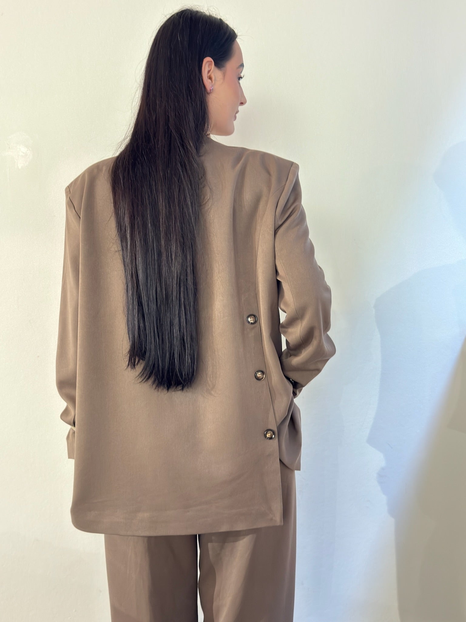 Padded Blazer top - Taupe Brown