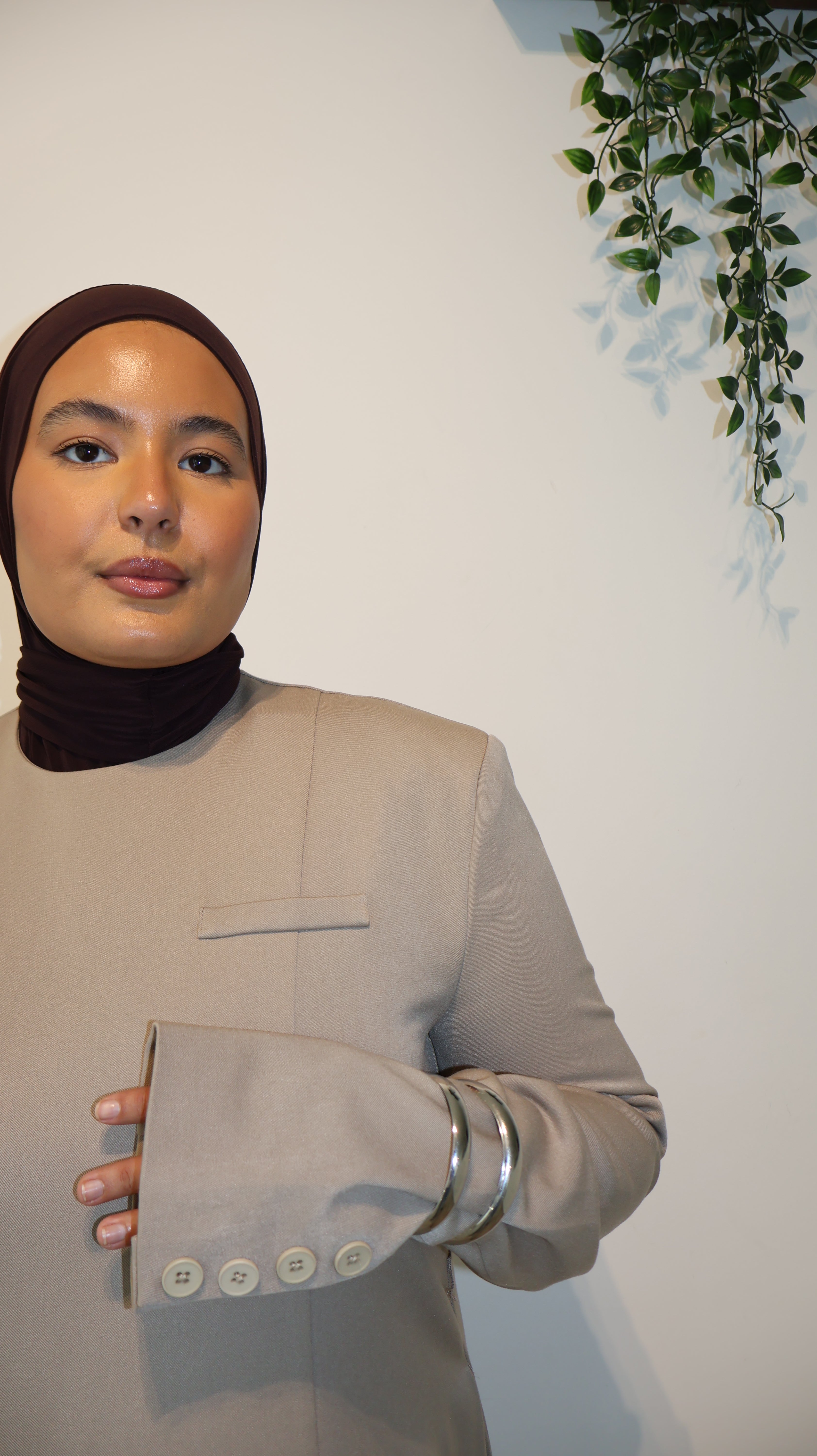 Tailored Padded dress - Taupe