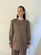 Padded Blazer top - Taupe Brown
