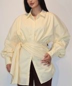 Assymetrical wrap shirt - Butter Yellow