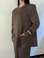 Padded Blazer top - Taupe Brown