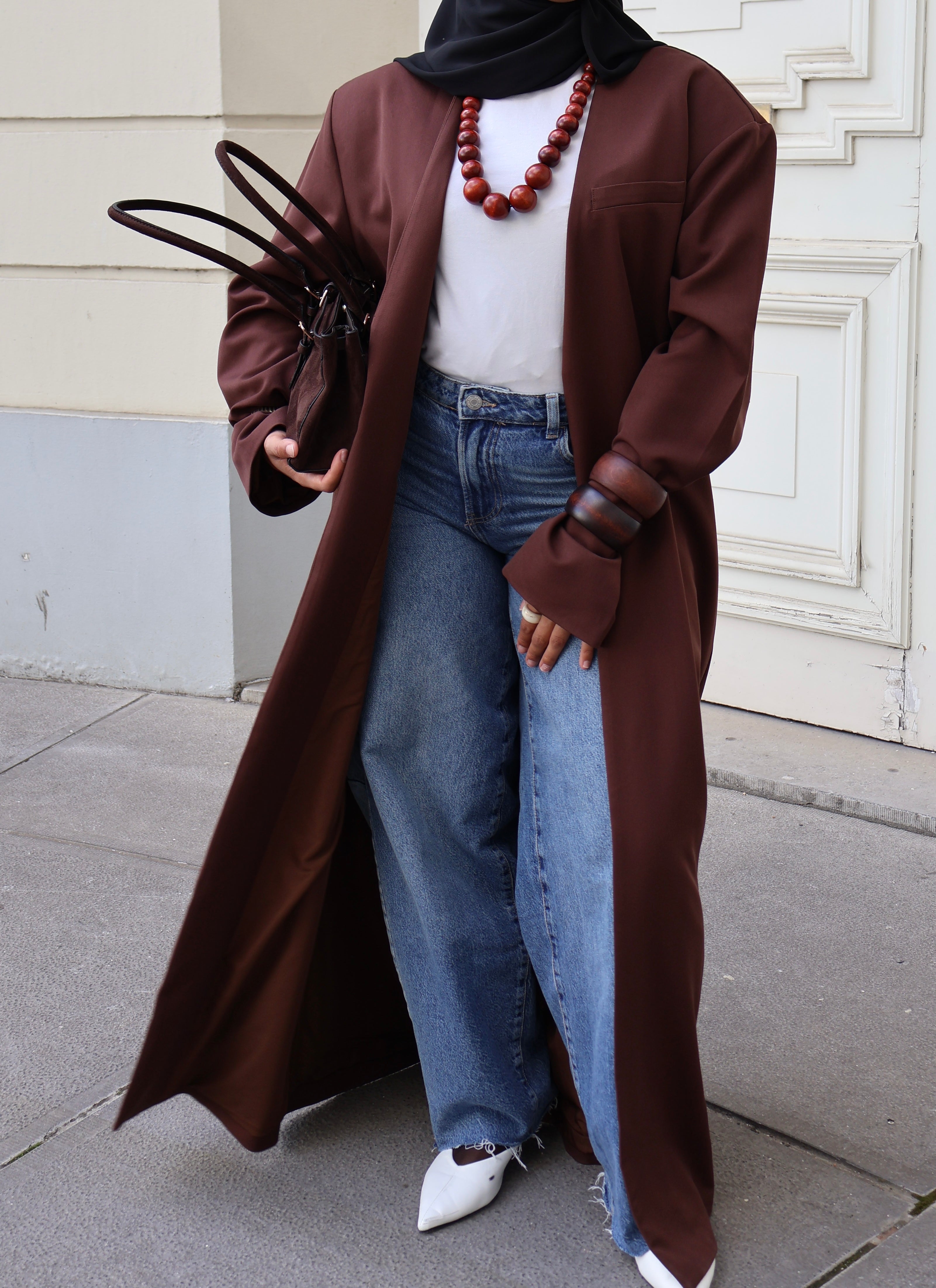 Oversized Padded Abaya - Brown