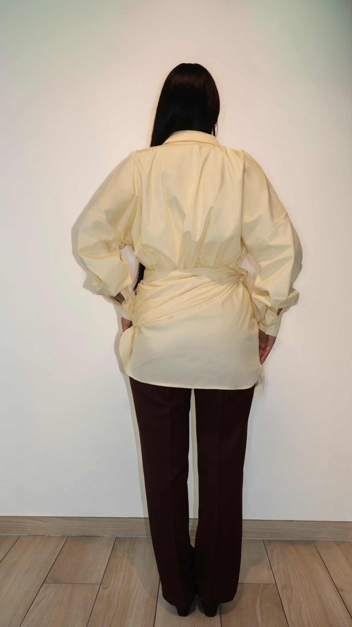 Assymetrical wrap shirt - Butter Yellow