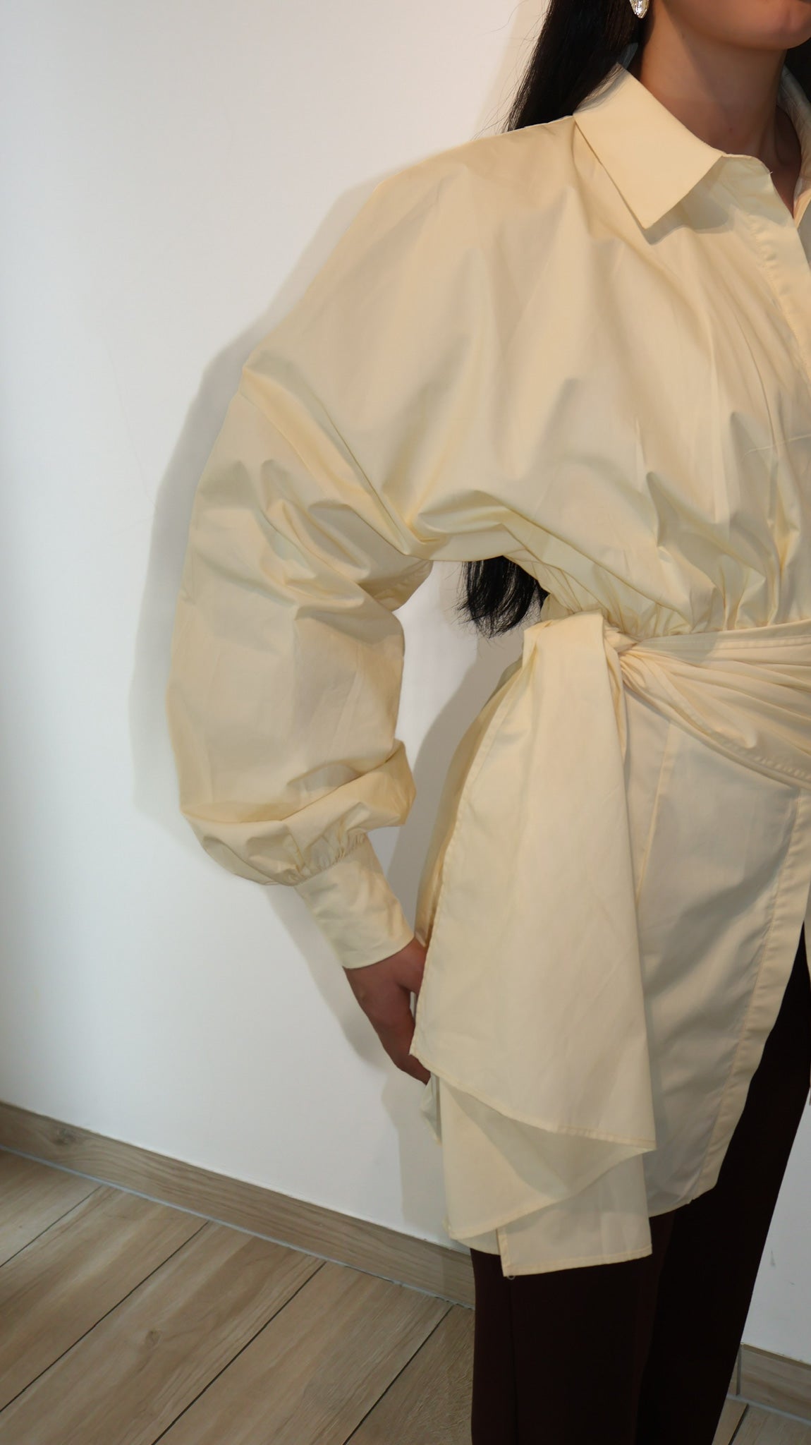 Assymetrical wrap shirt - Butter Yellow