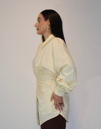 Assymetrical wrap shirt - Butter Yellow
