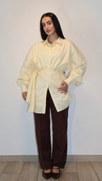 Assymetrical wrap shirt - Butter Yellow