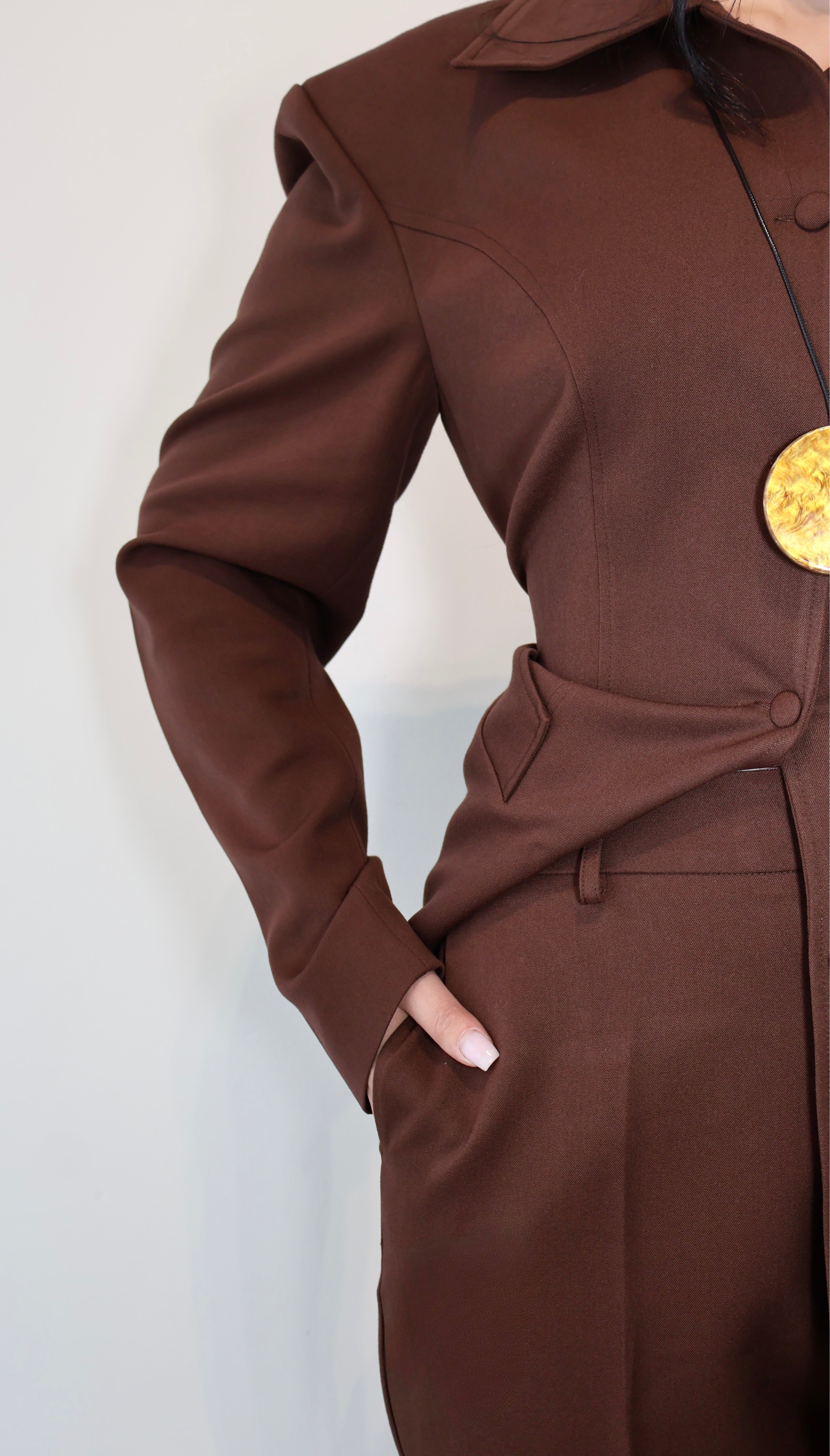 Cinched blazer - Brown